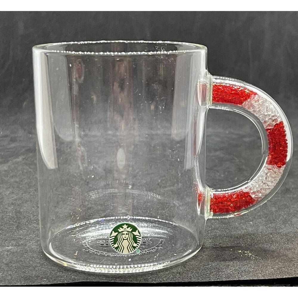 Starbucks 2021 Christmas Confetti Candy Cane Sparkle Beads Handle Cup Mug ~ New